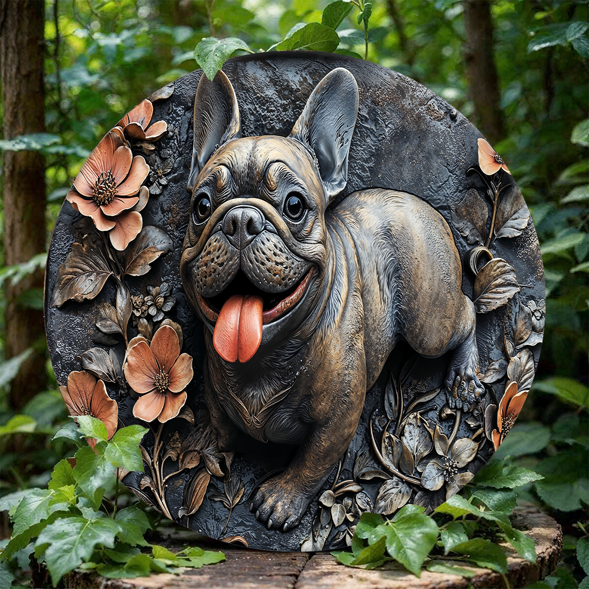 Glänzendes 2D-Holzschild, Hängedeko, Türschild – Lovely Frenchie