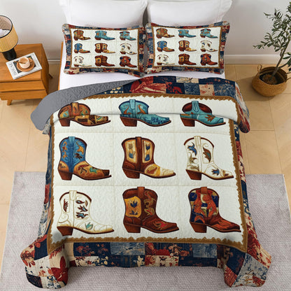 Shineful All Season Quilt 3-Piece Set Wild West Cowboy Boots