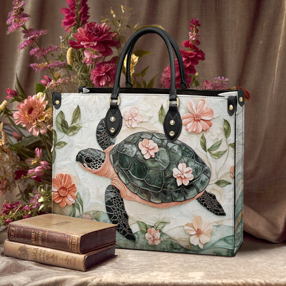 Shineful Leather Bag Floral Turtle