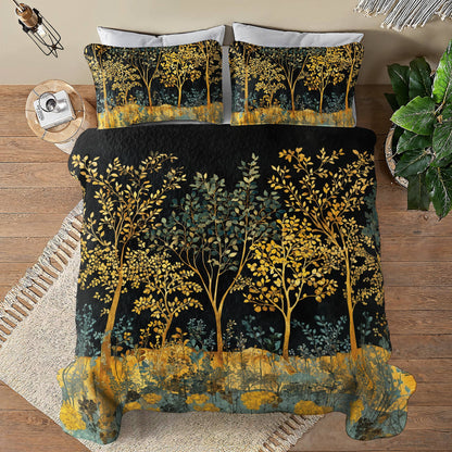 Shineful All Season Quilt 3-Piece Set Golden Forest