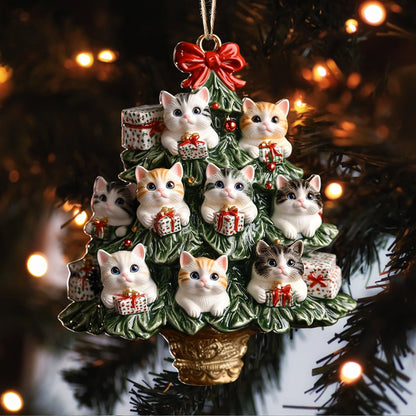 Shineful 2D Acrylic Ornament Kitten Christmas Tree