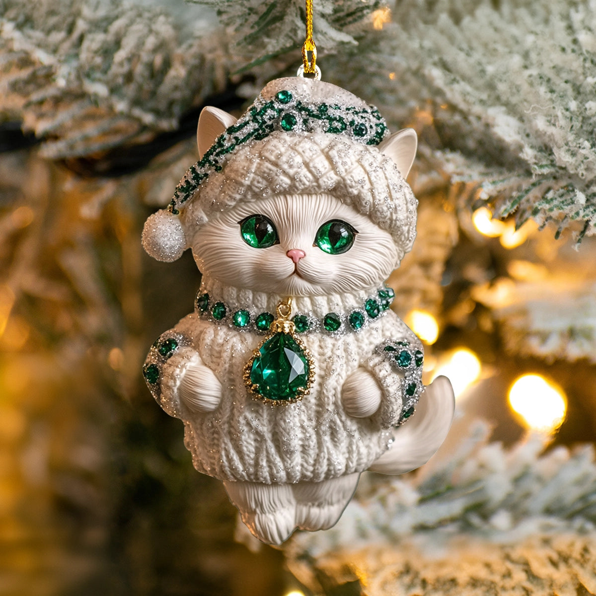 Shineful 2D Acrylic Ornament Emerald Frost Kitty