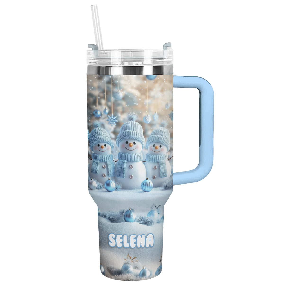 Shineful Tumbler Personalized Cute Snowman Triplet