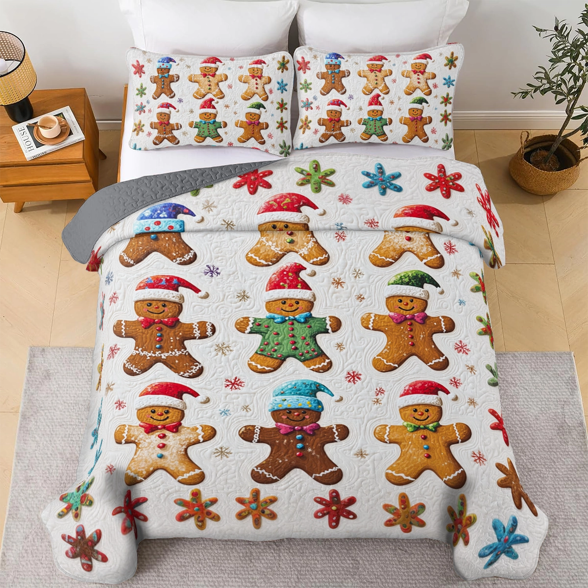 Shineful All Season Quilt 3-Piece Set Gingerbread Cottage