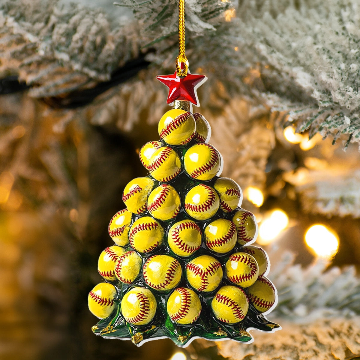 Shineful 2D Acrylic Ornament - Softball Christmas Tree