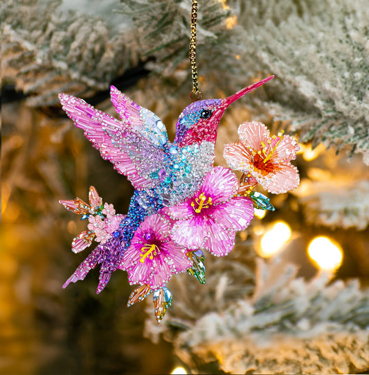 Shineful 2D Acrylic Ornament Twinkling Blossom Hummingbird