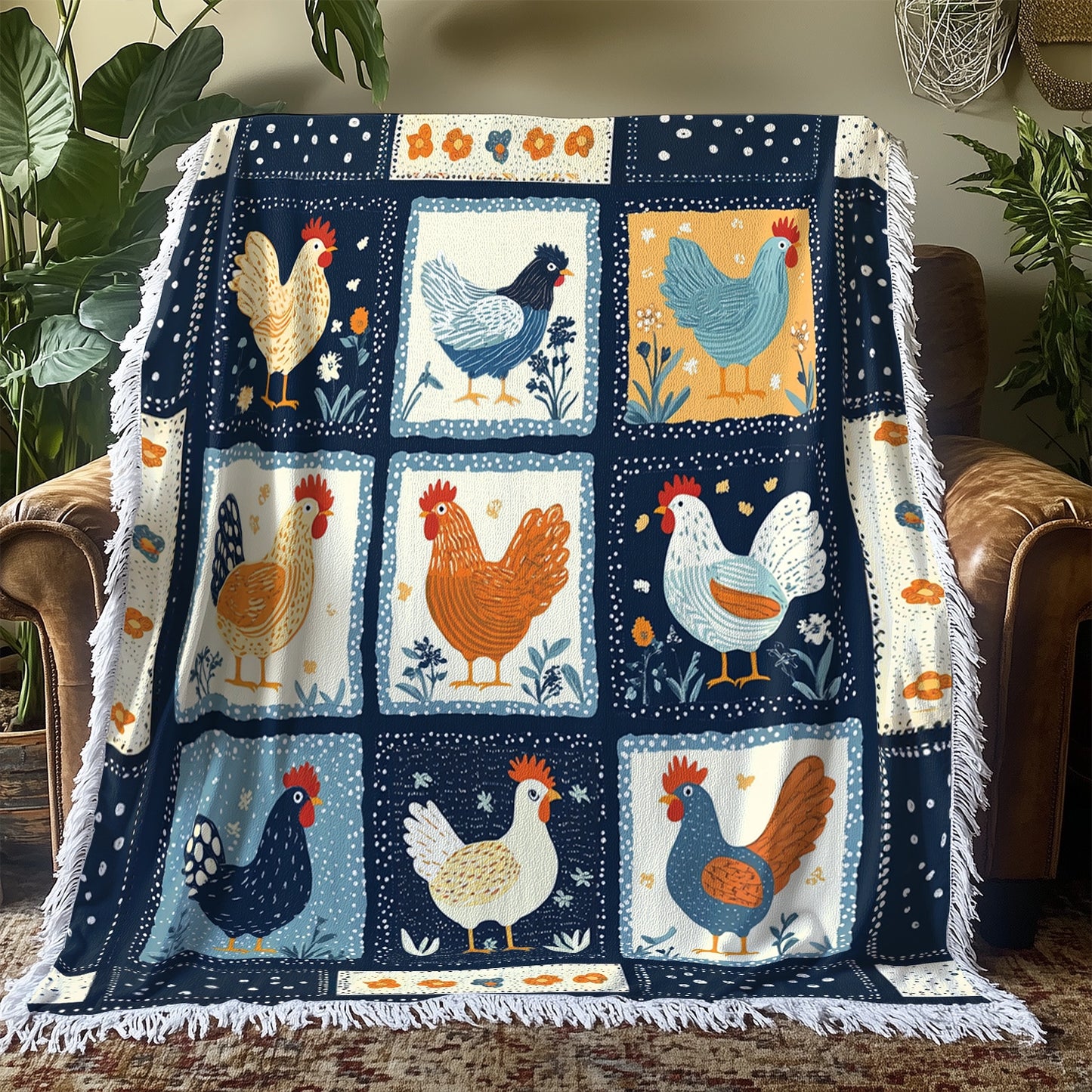 Shineful Woven Tapestry Throw Blanket Farmyard Friends