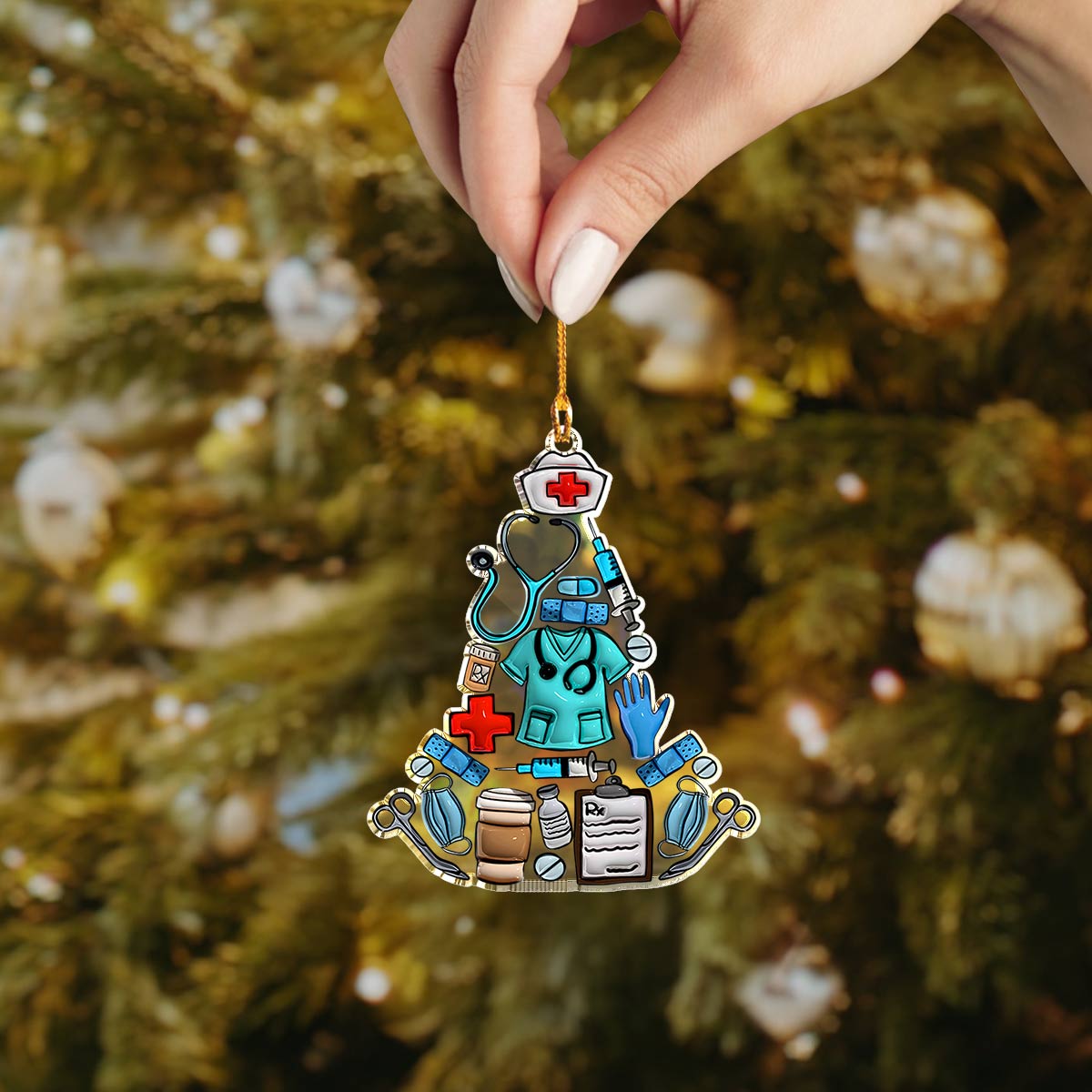 Shineful 2D Acrylic Ornament Christmas Tree Puffy Nurse