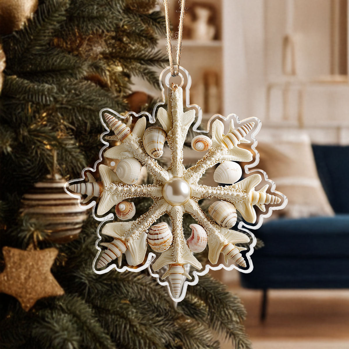 Shineful 2D Acrylic Ornament - Seashell Snowflake Collection