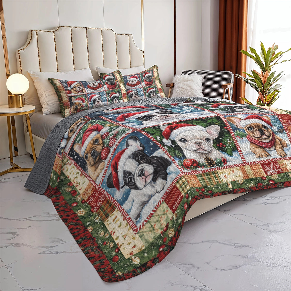 Shineful All Season Quilt 3-Piece Set - Holiday Frenchies