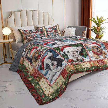 Shineful All Season Quilt 3-Piece Set - Holiday Frenchies