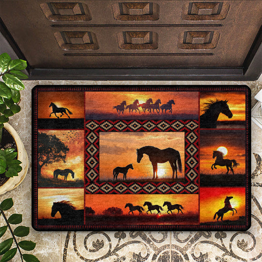 Tapis de sol antidérapant ultra fin Shineful, tapis de cuisine Cheval au coucher du soleil