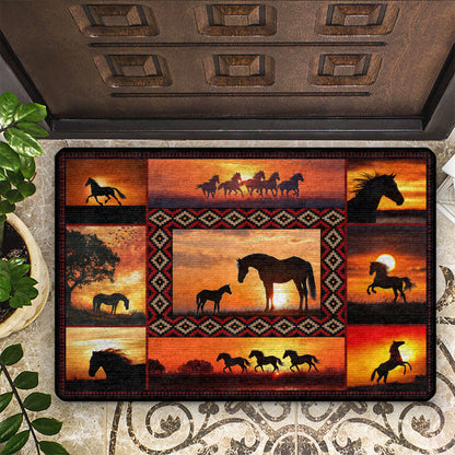 Shineful Ultra-Thin Non Skid Floor Mat, Kitchen Rugs Horse In Sunset