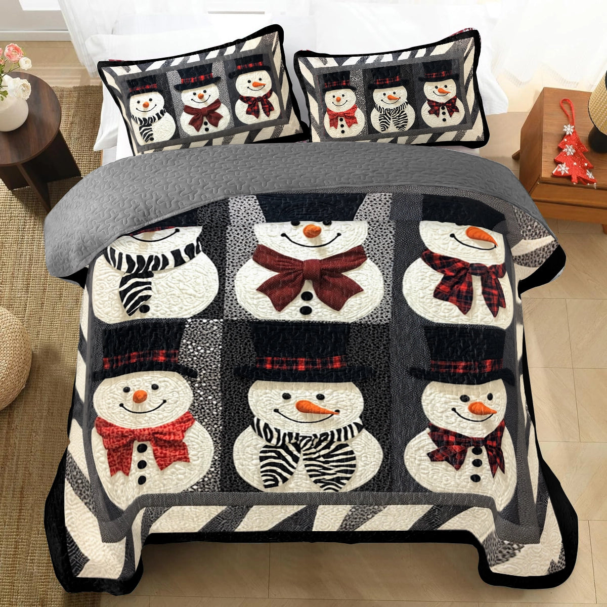 Shineful All Season Quilt 3-Piece Set Dapper Snowman