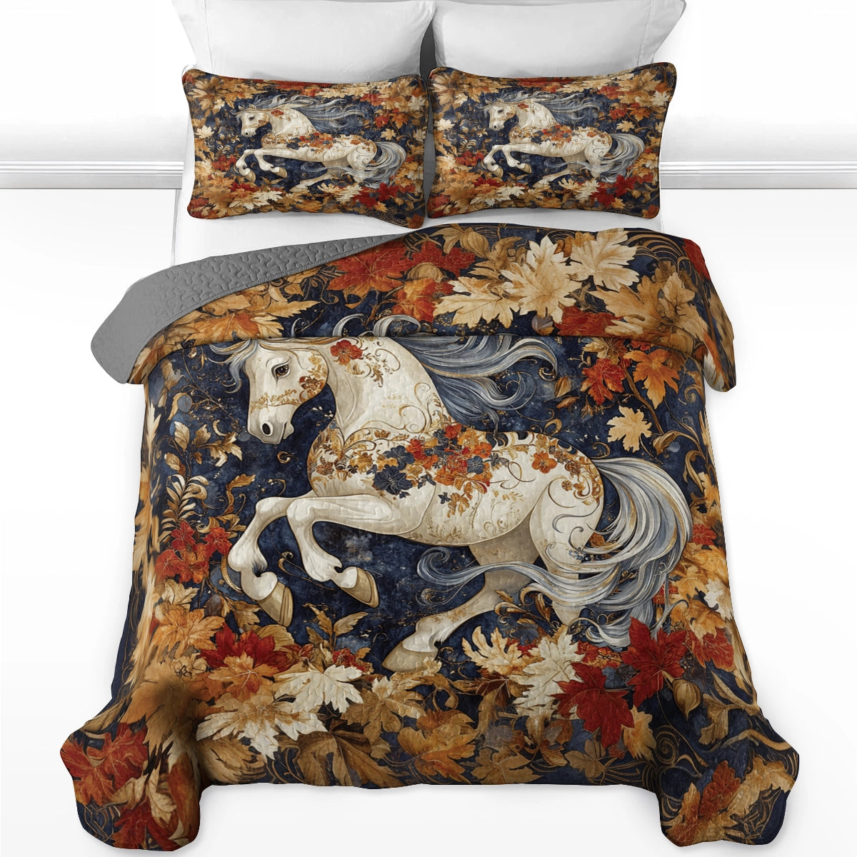 Shineful All Season Quilt 3-Piece Set - Autumn Majesty Horse