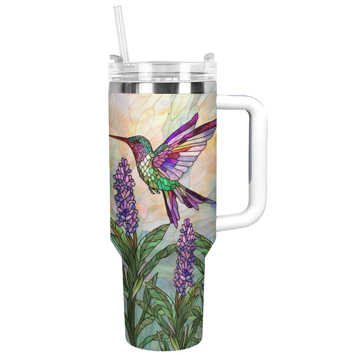 Shineful Tumbler Stained Glass Hummingbird