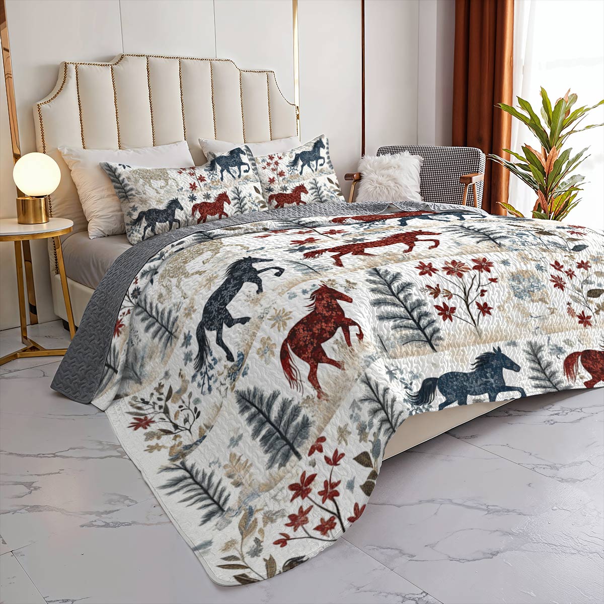 Shineful All Season Quilt 3-Piece Set Gentle Horse Lovely