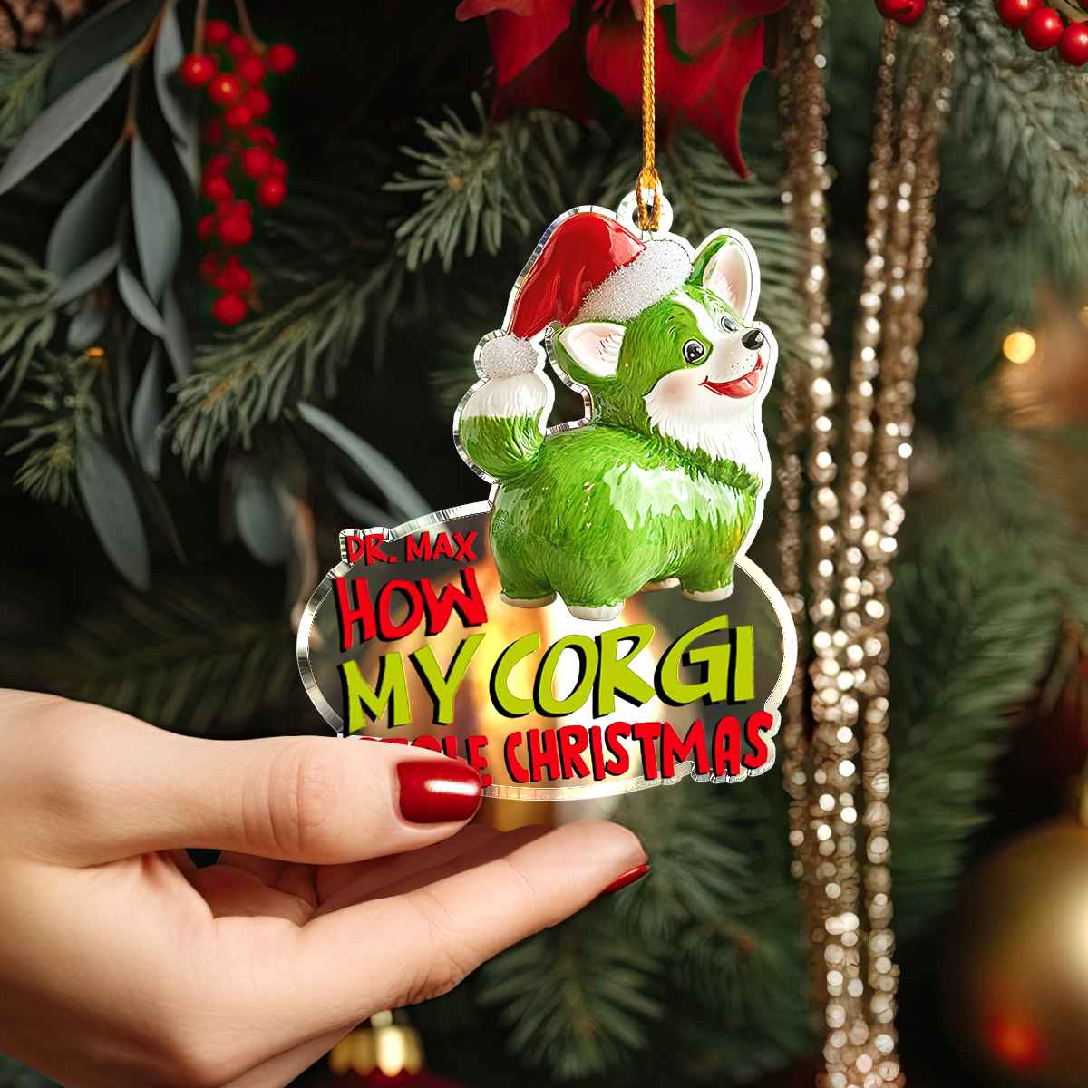 Shineful Personalized 2D Acrylic Ornament How My Corgi Stole Christmas