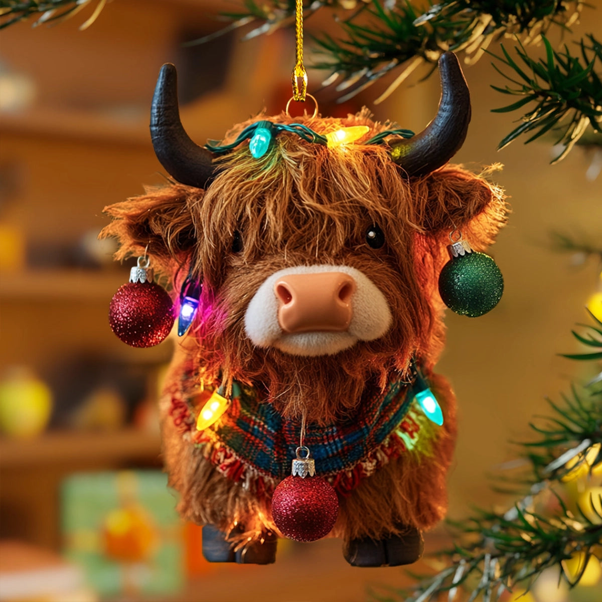 Shineful 2D Acrylic Ornament Twinkling Highland Cow