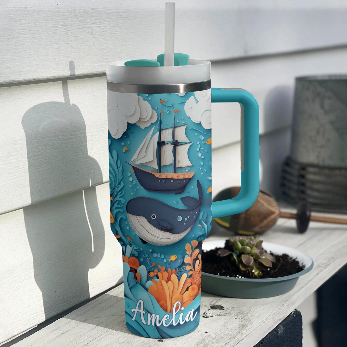 Shineful Glossy Tumbler Personalized Sailing Nautical Voyage