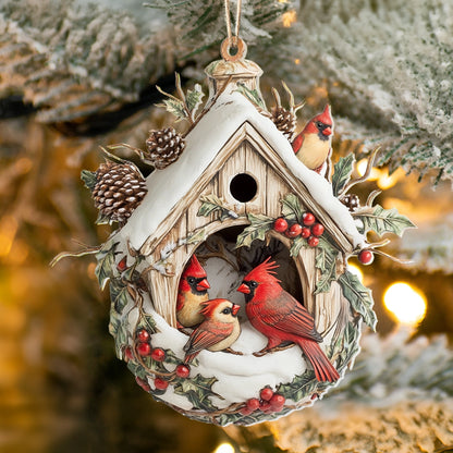 Shineful 2D Acrylic Ornament - Cardinal Cozy Family