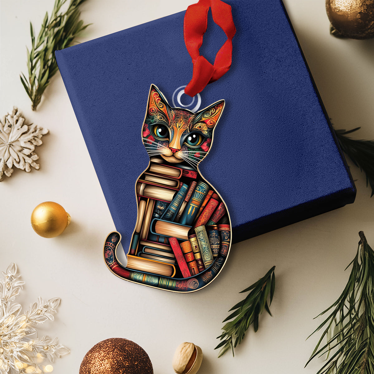 Shineful 2D Acrylic Ornament Reading Cat