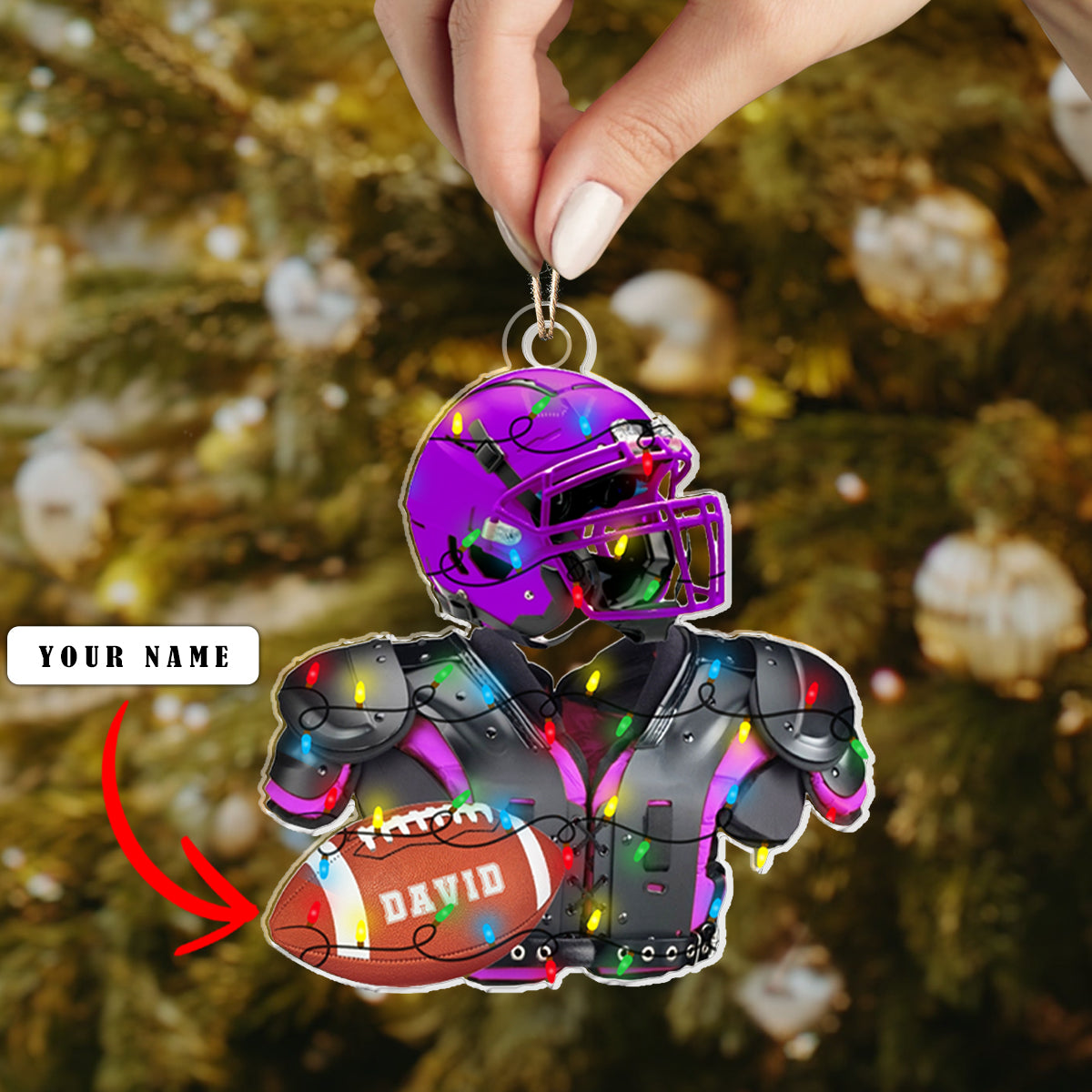 Shineful  Personalized 2D Acrylic Ornament - Football Player Christmas