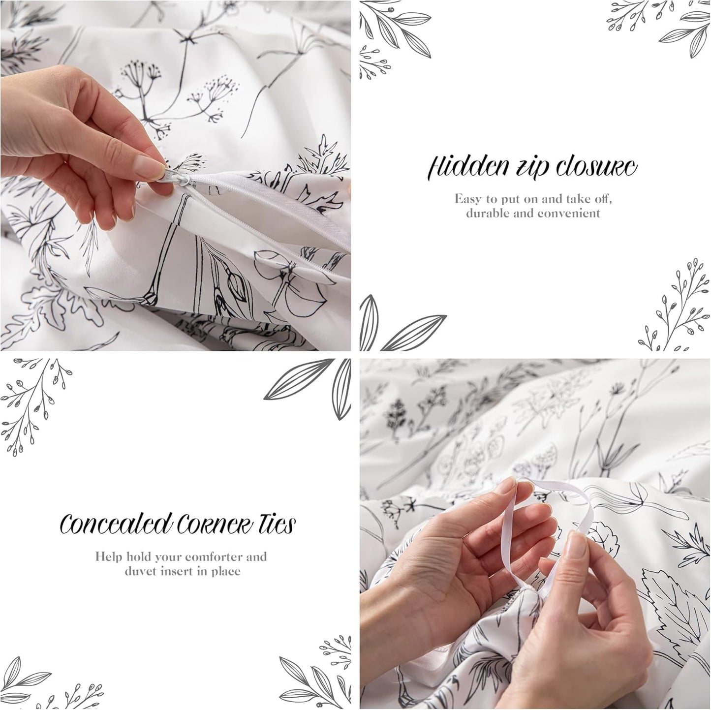 Shineful 3 Pieces Duvet Cover Set Chicken Flower