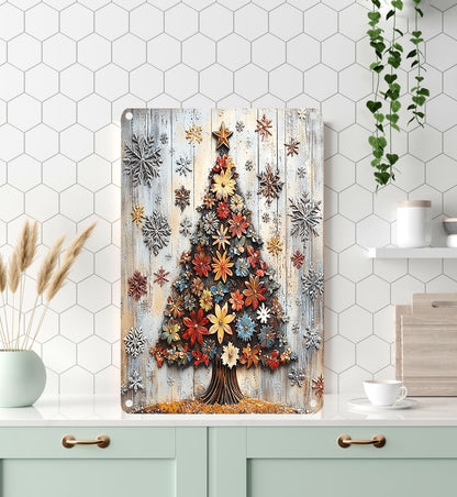 Shineful 2D Metal Sign Dried Flowers Christmas Tree