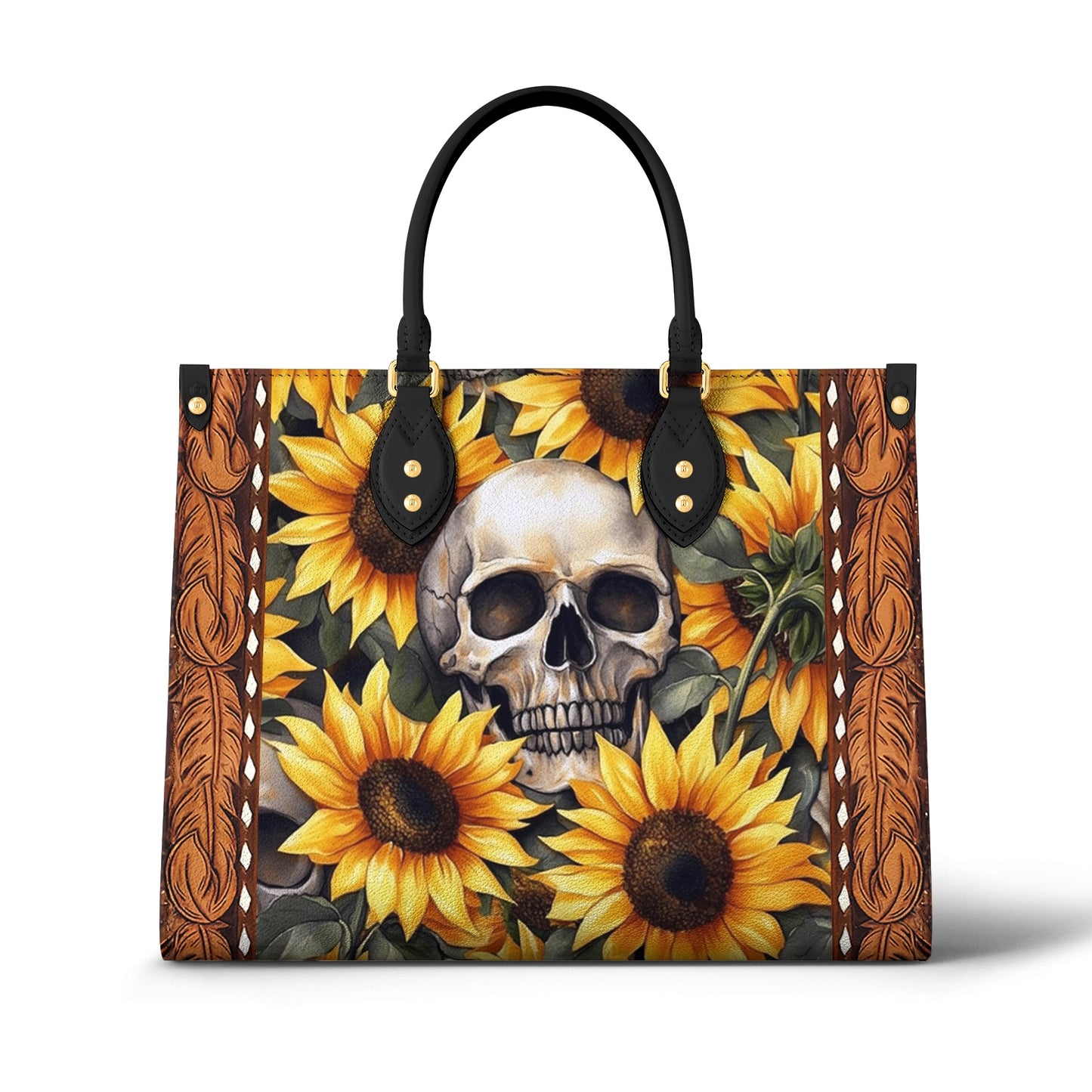 Shineful Leather Bag Sunflower Skull