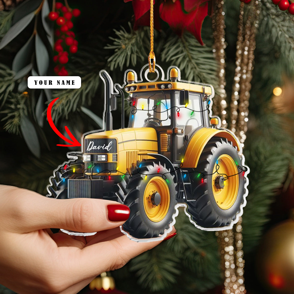 Shineful Personalized 2D Acrylic Ornament - Construction Vehicle