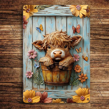 Shineful 2D Metal Sign Cow Blooming