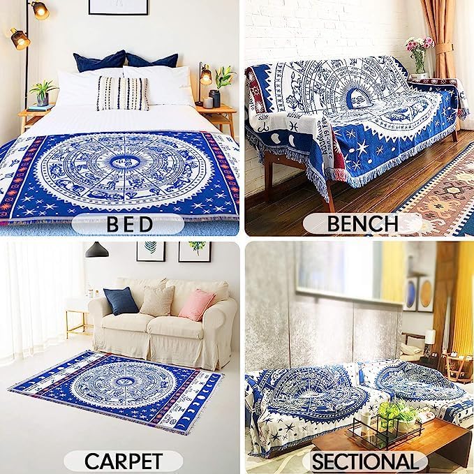 Shineful Woven Tapestry Throw Blanket - Horse Floral Pattern