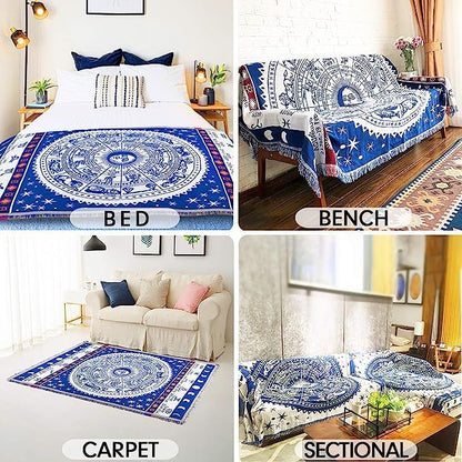 Shineful Woven Tapestry Throw Blanket Majestic Blues