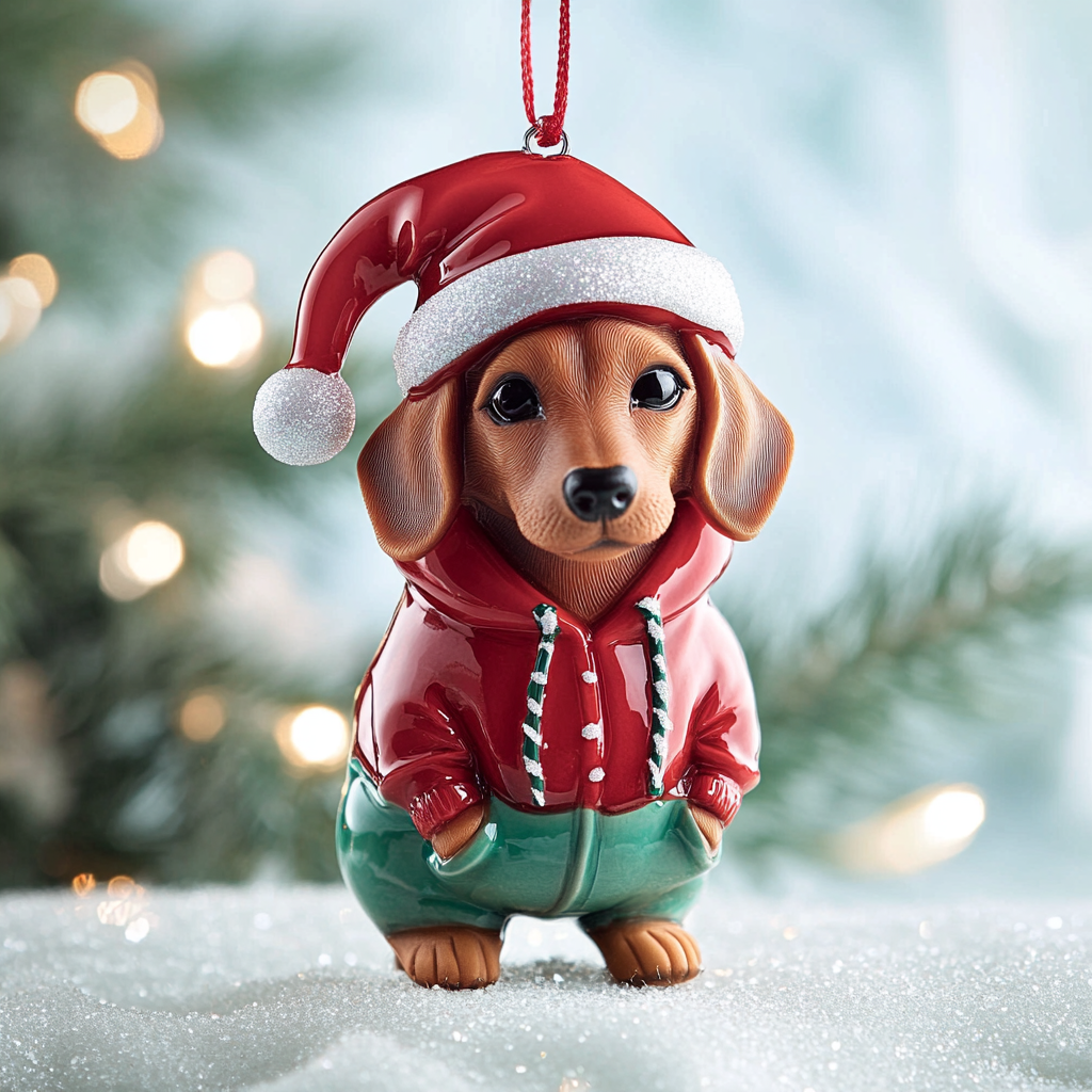 Shineful 2D Acrylic Ornament Festive Cute Dachshund