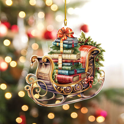 Shineful 2D Acrylic Ornament Bookish Sleigh Ride