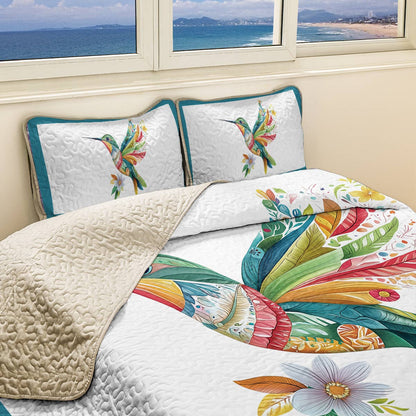 Shineful All Season Quilt 3-Piece Set - Hummingbird Whimsical Wonder