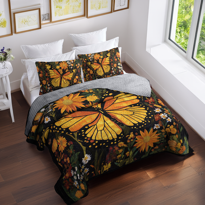 Shineful All Season Quilt 3-Piece Set Gogerous Monarch