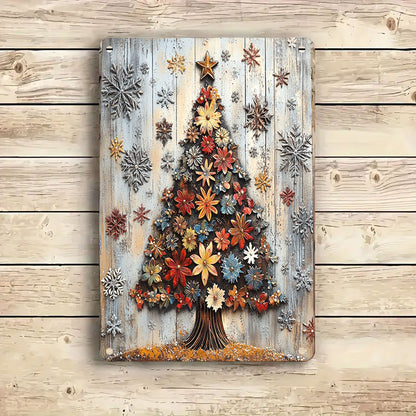 Shineful 2D Metal Sign Dried Flowers Christmas Tree