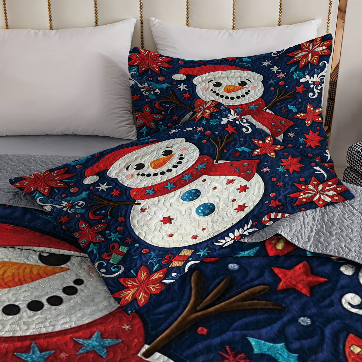 Shineful Flat Print All Season Quilt 3-Piece Set Jolly Snowman