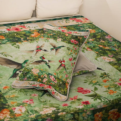 Shineful All Season Quilt 3-Piece Set - Hummingbird Emerald Dance