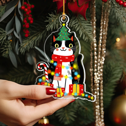 Shineful Acrylic Ornament Naughty Cat With Christmas Light