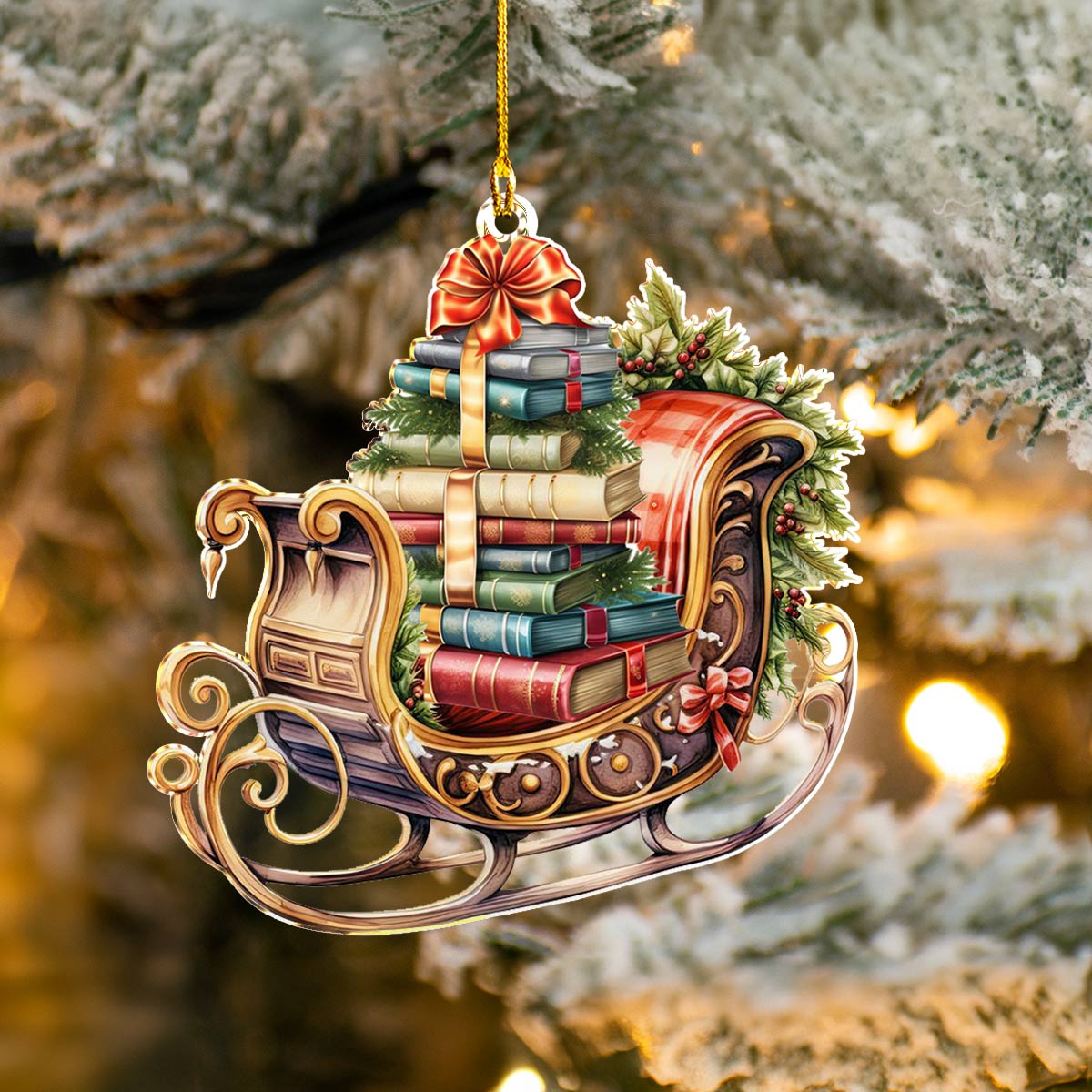 Shineful 2D Acrylic Ornament Bookish Sleigh Ride