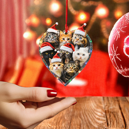 Shineful 2D Acrylic Ornament Cat Christmas Heart