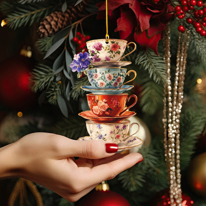 Shineful 2D Acrylic Ornament Stacked Teacup Charm