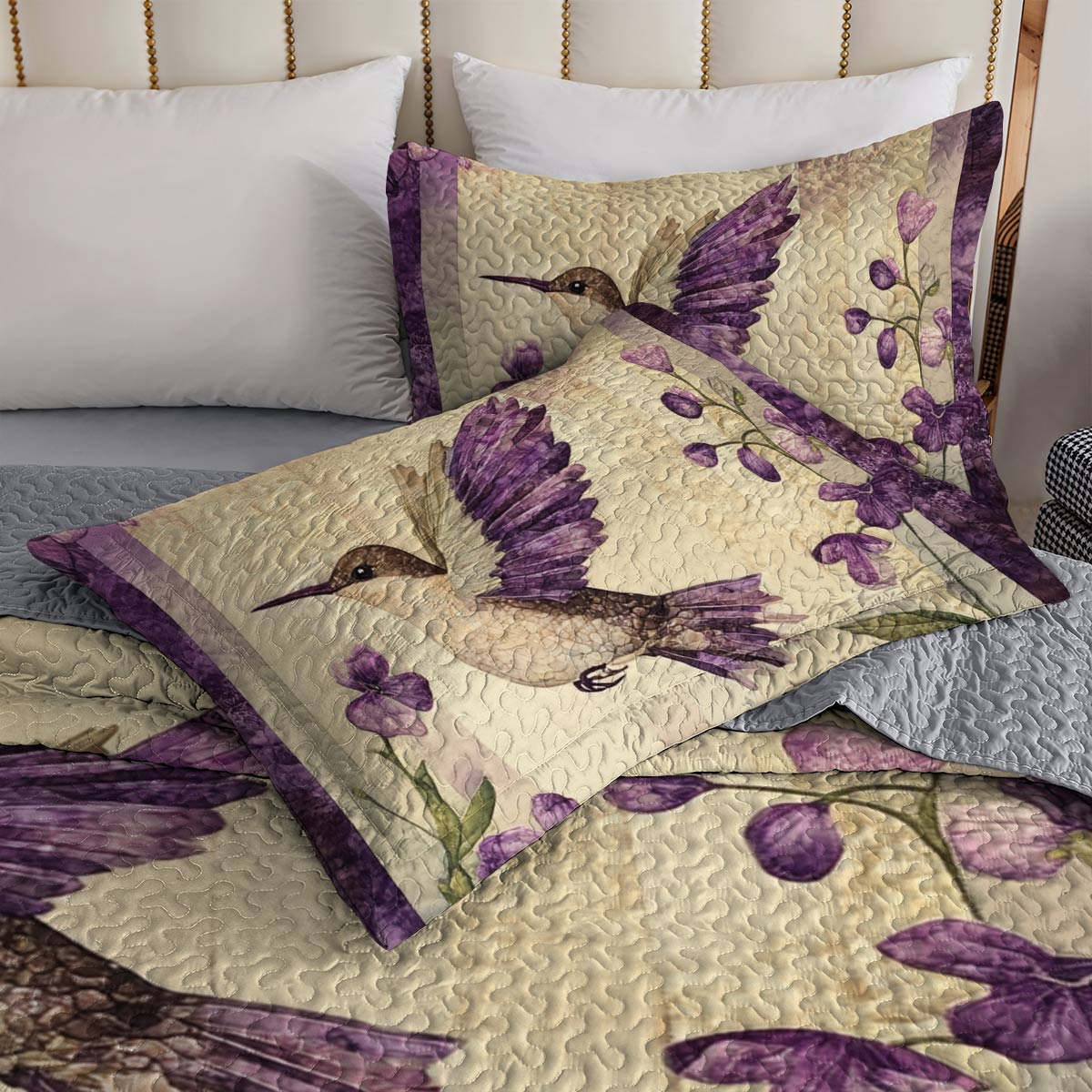 Shineful All Season Quilt 3-Piece Set Vibrant Hummingbird