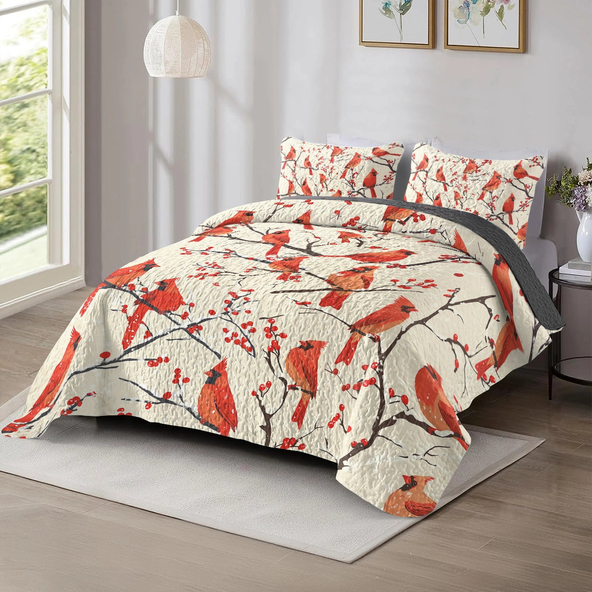 Shineful All Season Quilt 3-Piece Set - Cozy Cardinal Dreams