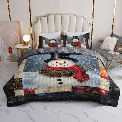 Ensemble de courtepointe toutes saisons Shineful 3 pièces Bonhomme de neige joyeux 