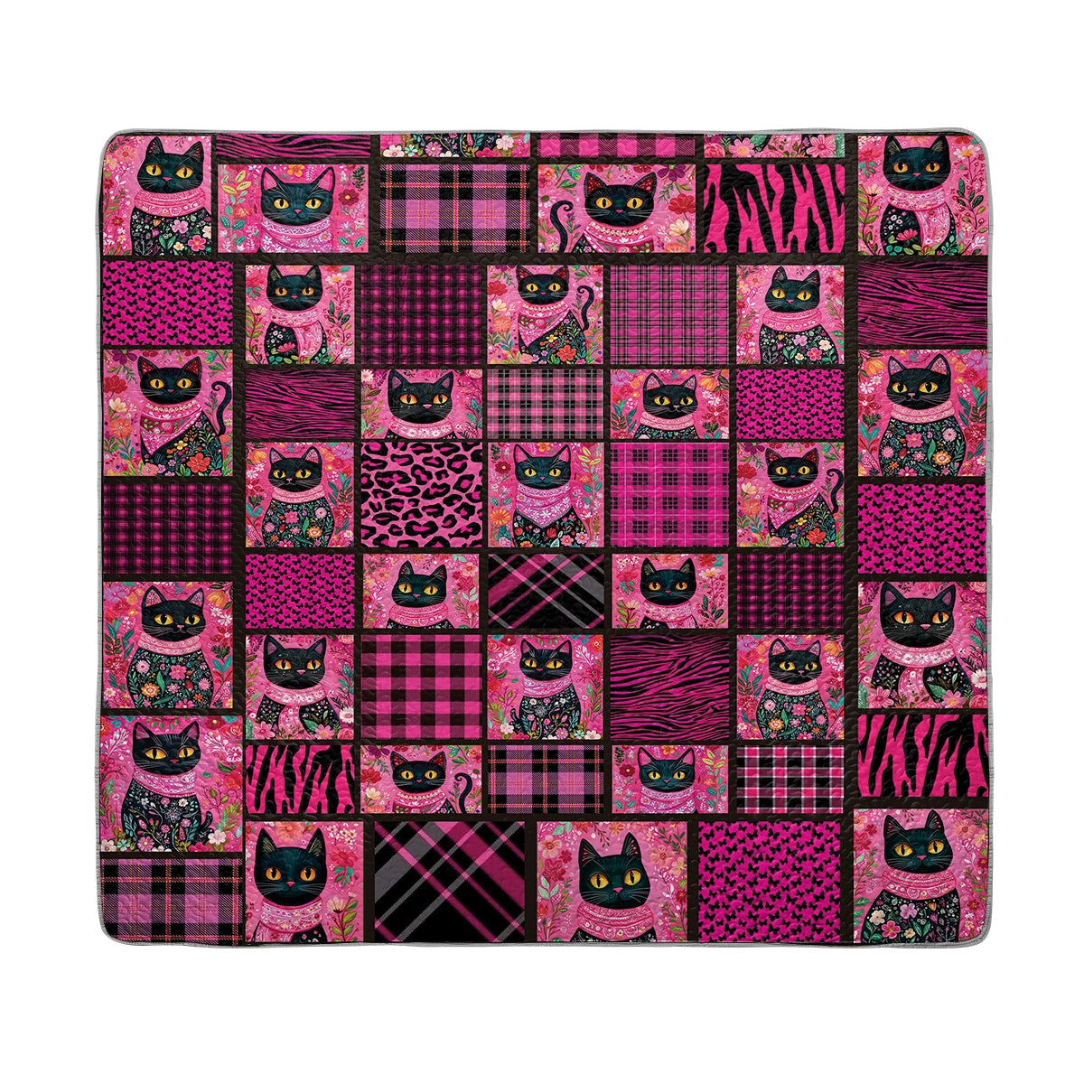 Shineful All Season Quilt 3-Piece Set - Purrfectly Pink Cat