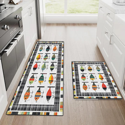 Shineful Ultra-Thin Non Skid Floor Mat, Kitchen Rugs Vintage Fishing Lures